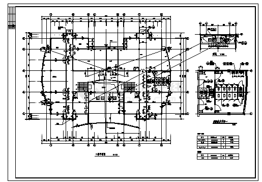 2860平方米三层小区会所建筑施工cad图，共五张-图二