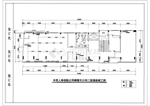 某多层办公楼室内装修设计cad全套平面方案图（标注详细）-图二