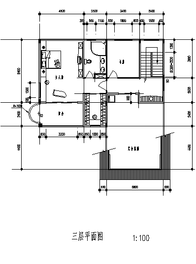 476平方米某三层带车库新潮别墅建筑施工cad图，共七张-图二