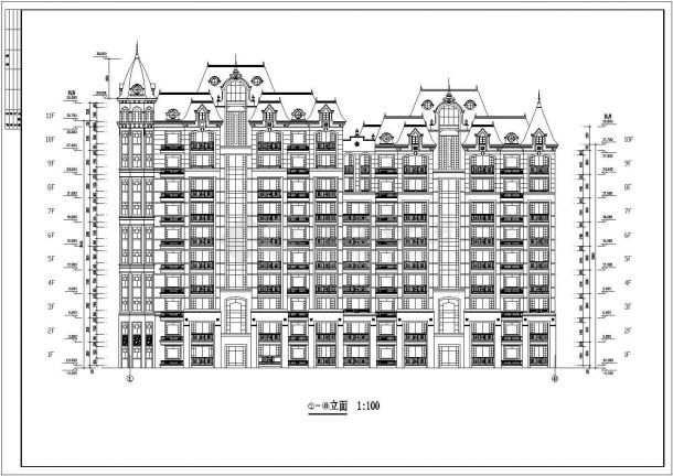 某剪力墙结构小高层住宅楼设计cad全套建筑施工图纸（标注详细）-图一