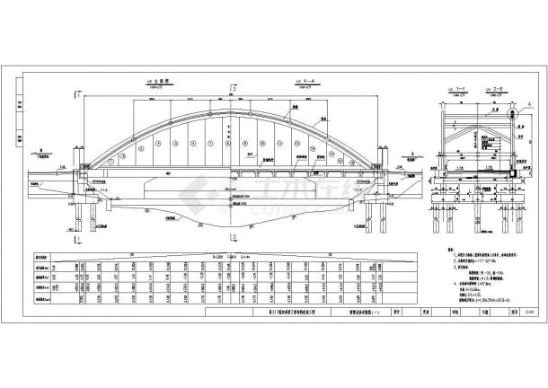 某70米跨径预应力系杆钢管混凝土拱桥设计cad全套施工图（含设计说明）-图一