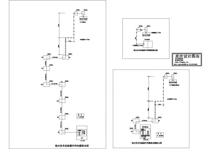 综合技术实验楼电话电视光缆路由设计cad图纸_图1