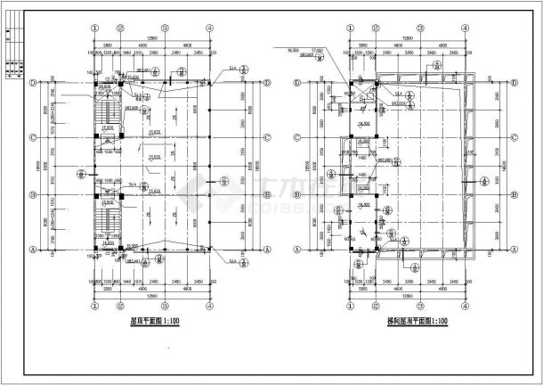 济南市某城中村1100平米4层框混商住楼CAD建筑设计图纸（1-3层商用）-图一