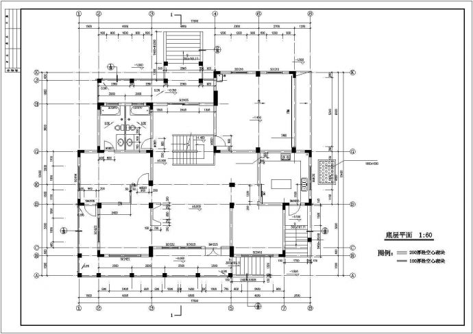 350平米左右2层砖混单体别墅CAD建筑设计图纸（含地下室）_图1