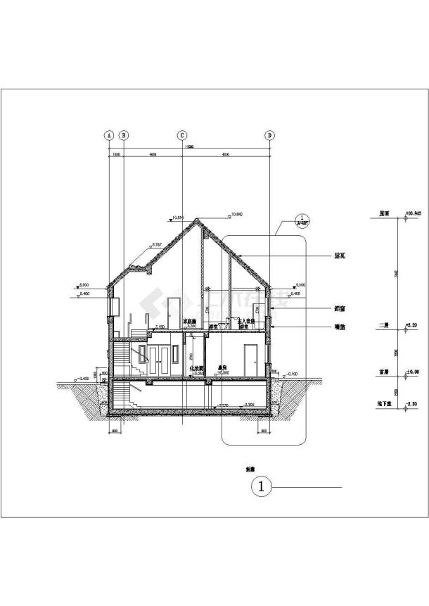 哈尔滨市某村镇318平米2层砖混结构乡村别墅CAD建筑设计图纸-图一