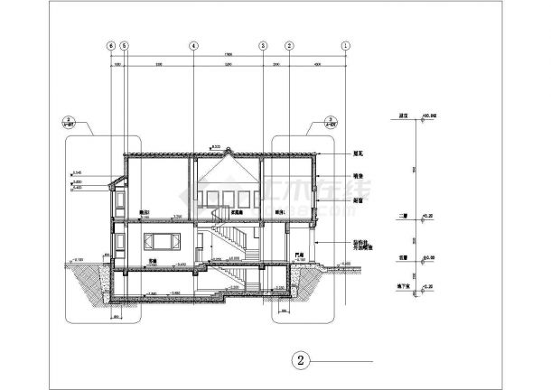 哈尔滨市某村镇318平米2层砖混结构乡村别墅CAD建筑设计图纸-图二