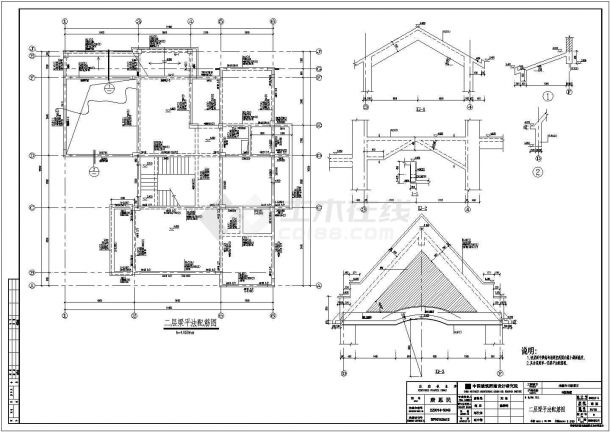 达州市某村镇510平米3层混合结构单体别墅全套结构CAD图纸-图二