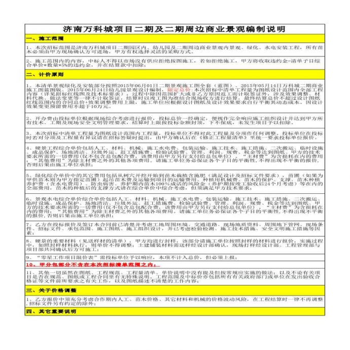 [山东]万科城项目商业住宅幼儿园景观工程量清单_图1