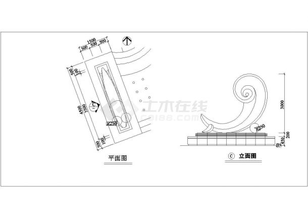 某海豚吐水景观雕塑设计cad建筑施工详图-图一