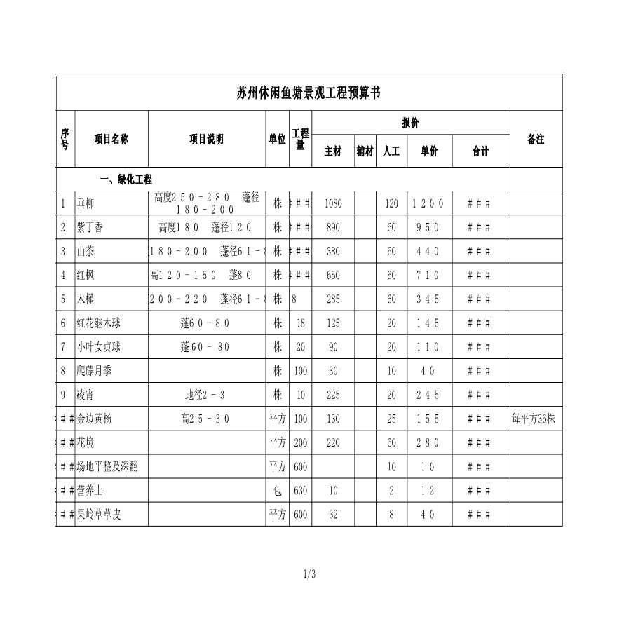 苏州休闲鱼塘景观工程预算书-图一