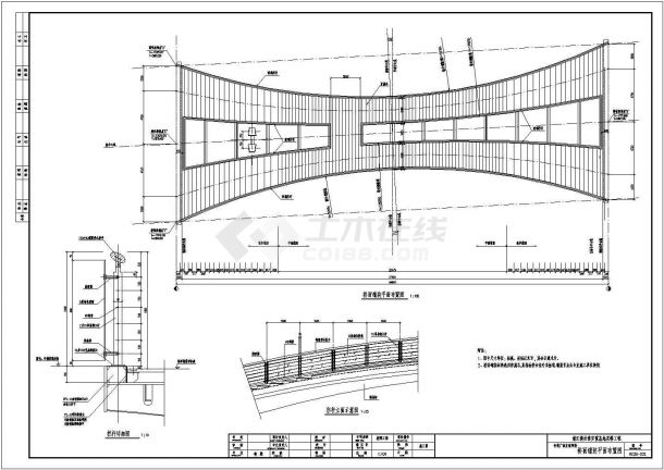 世博广场友谊河桥（钢结构花桥）设计cad小型施工图-图二
