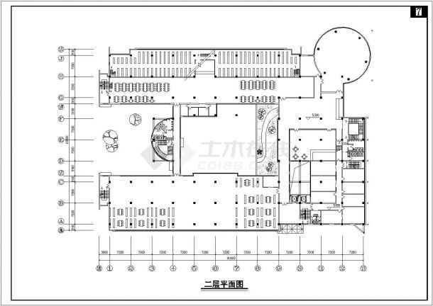北京某高校3900平米4层框架图书馆平面设计CAD图纸（含地下2层）-图一