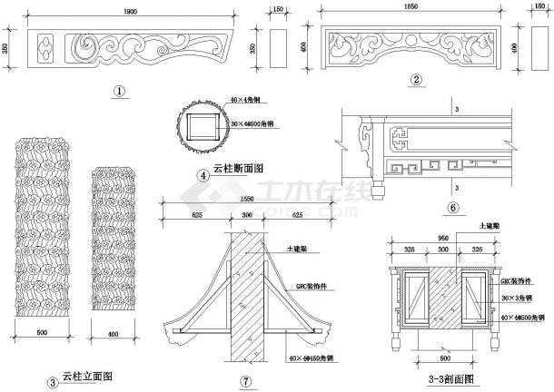 某单层仿古风格牌楼设计cad全套建筑施工图（标注详细）-图一