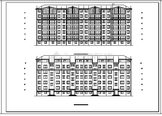 4236平方米六层住宅搂建筑施工cad图，共八张-图二