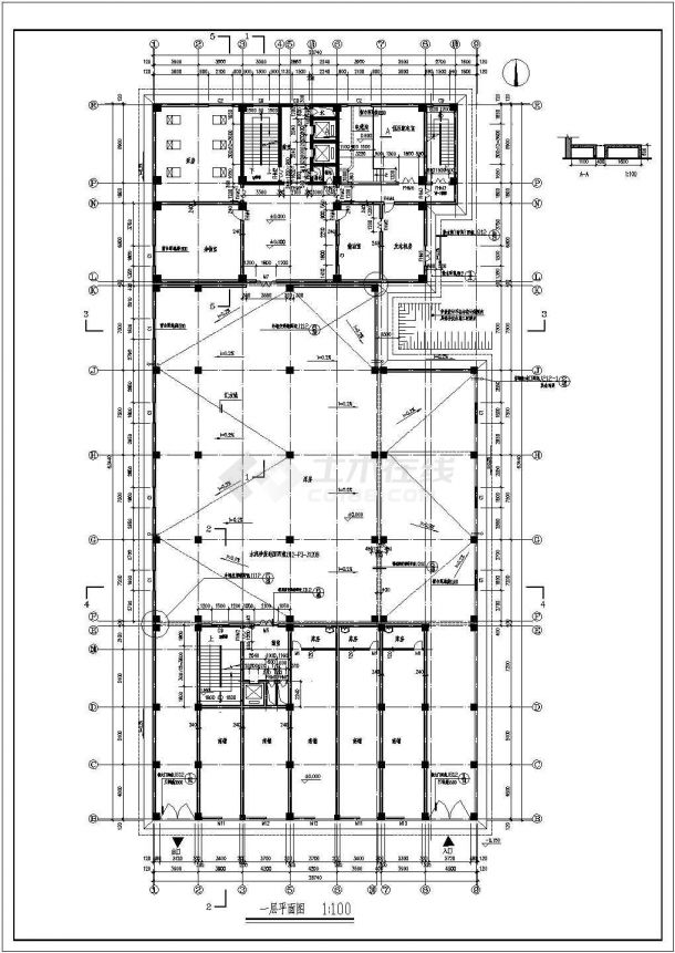 石家庄市某商业街5500平米13层框剪结构商务酒店建筑设计CAD图纸-图二