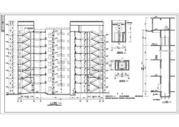 某框架结构多层教学楼设计cad全套建筑施工图（标注详细）-图二