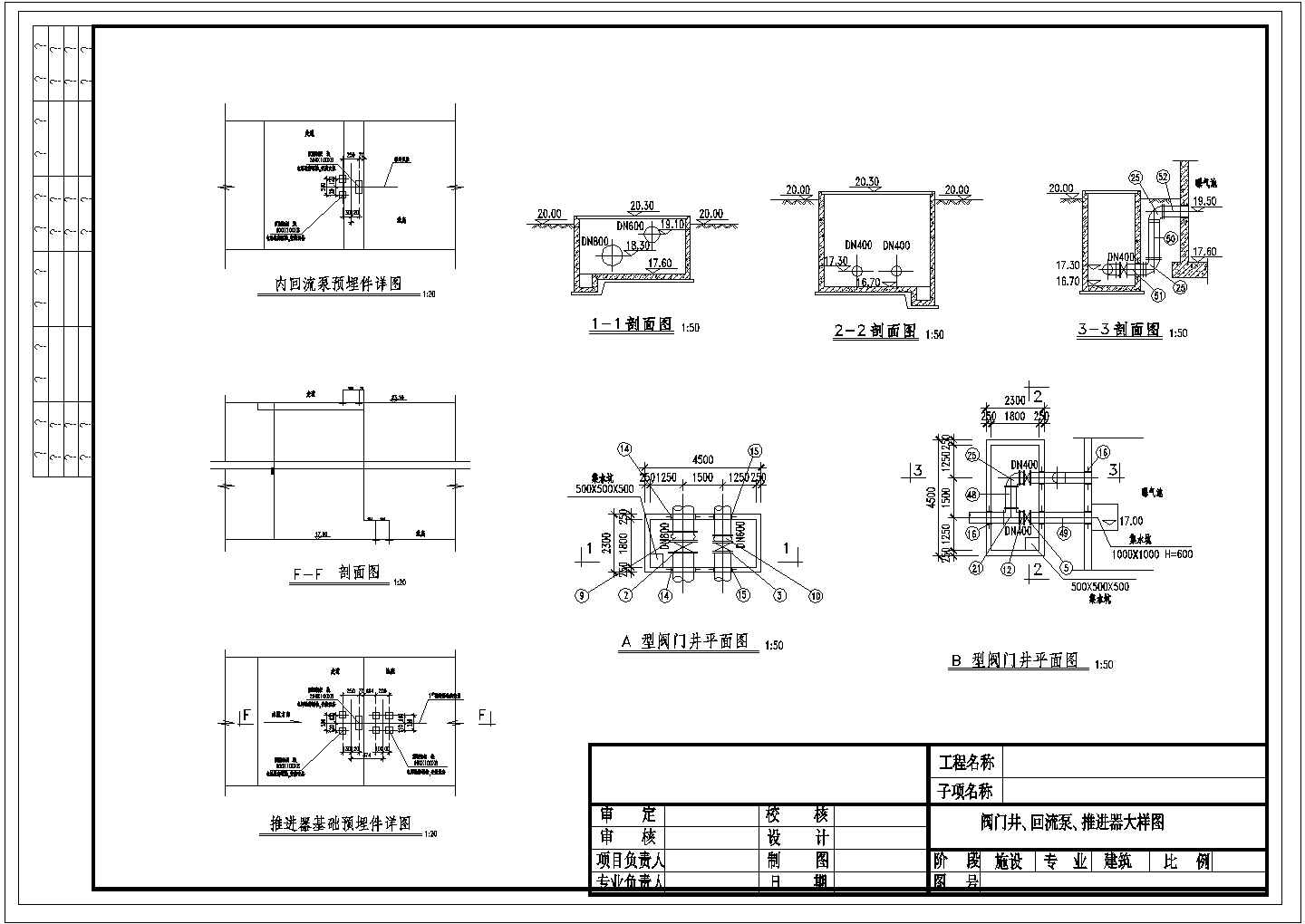 A2O工艺污水处理厂曝气池图纸