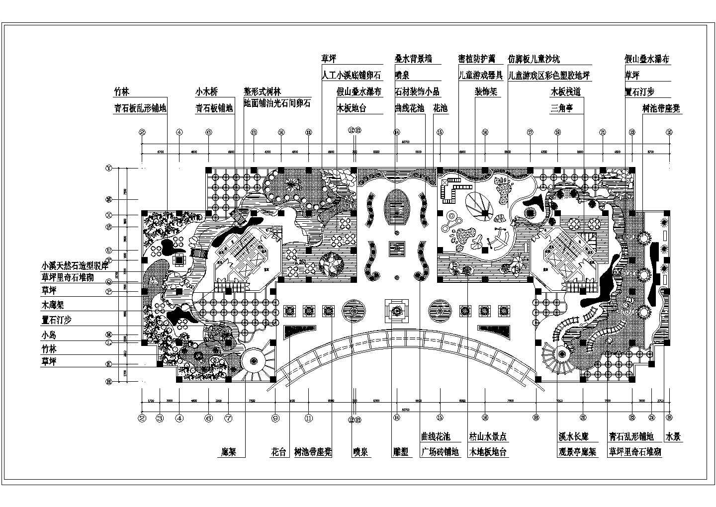 西安市某医院住院楼屋顶花园景观平面设计CAD施工图