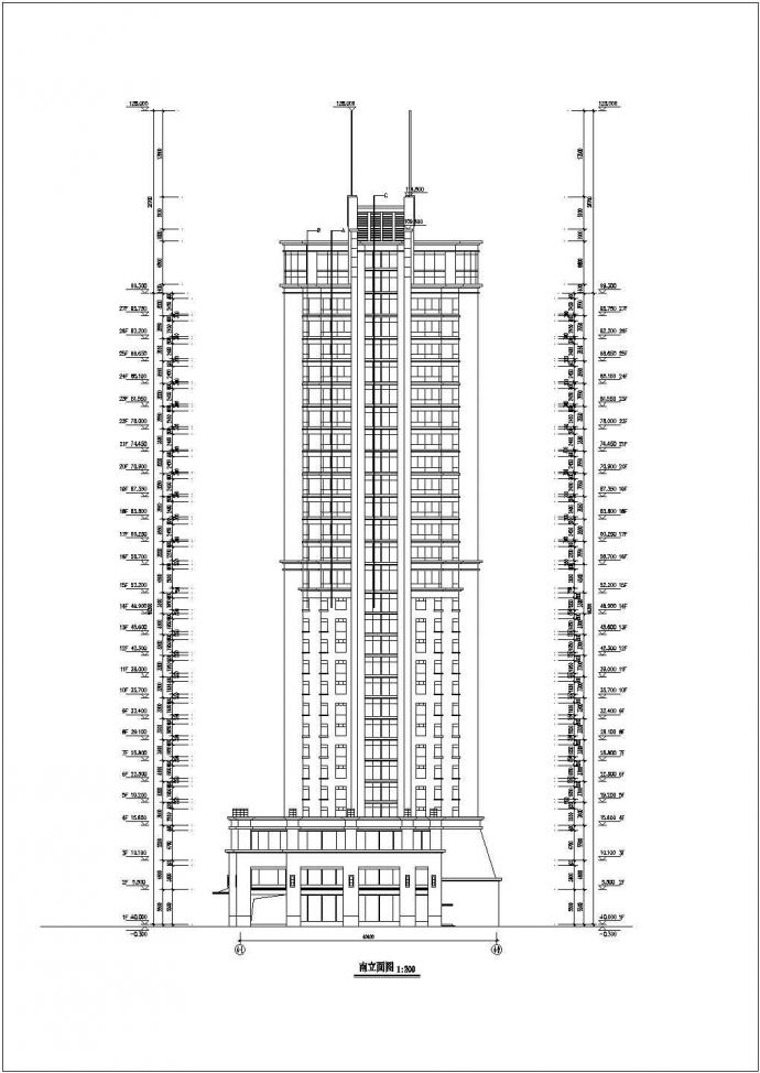 某高层剪力墙结构酒店建筑设计cad全套施工图（标注详细）_图1