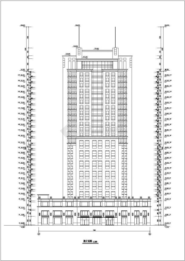 某高层剪力墙结构酒店建筑设计cad全套施工图（标注详细）-图二
