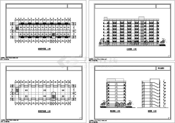  8层中学生公寓楼建筑方案设计图【标准层平面 屋顶平面 2立1剖】cad图纸-图二