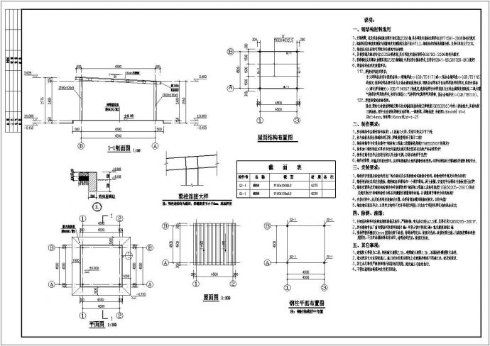 某轻型钢结构设备棚设计图纸_图1