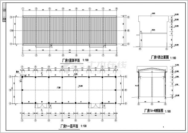 厂房设计_某现代标准型工厂房建筑详细设计施工CAD图纸-图二