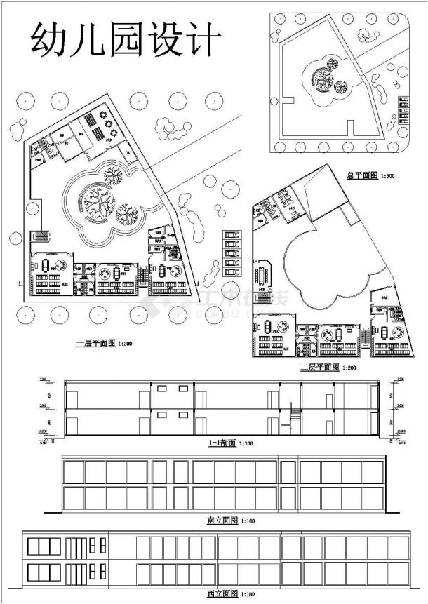 某六班幼儿园建筑设计方案（CAD+SU）cad图纸-图二