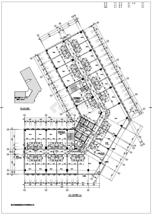 某十三层商务大楼设计cad全套建筑施工图（标注详细）-图一