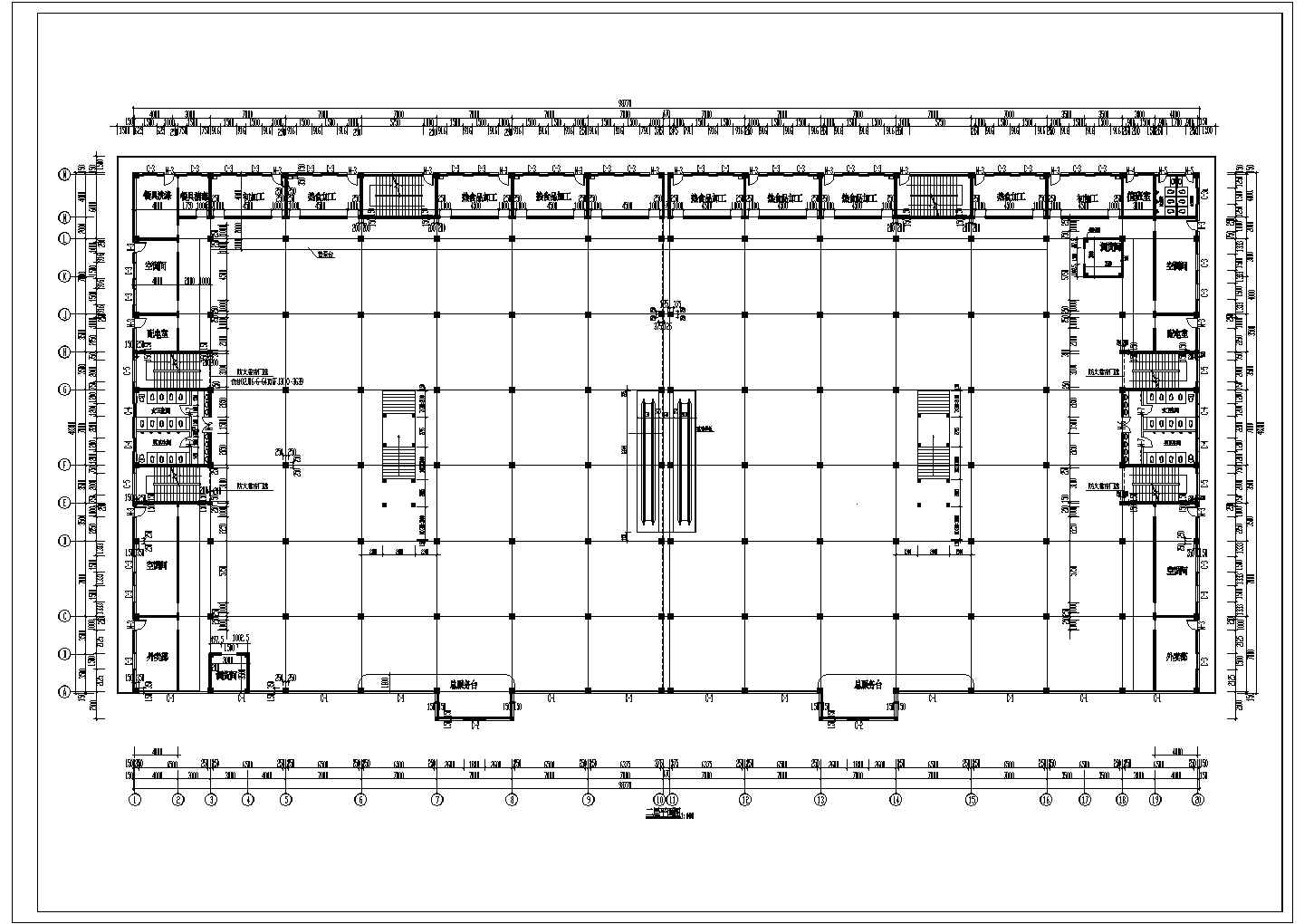 某多层框架结构美食城设计cad全套建筑施工图（甲级院设计）