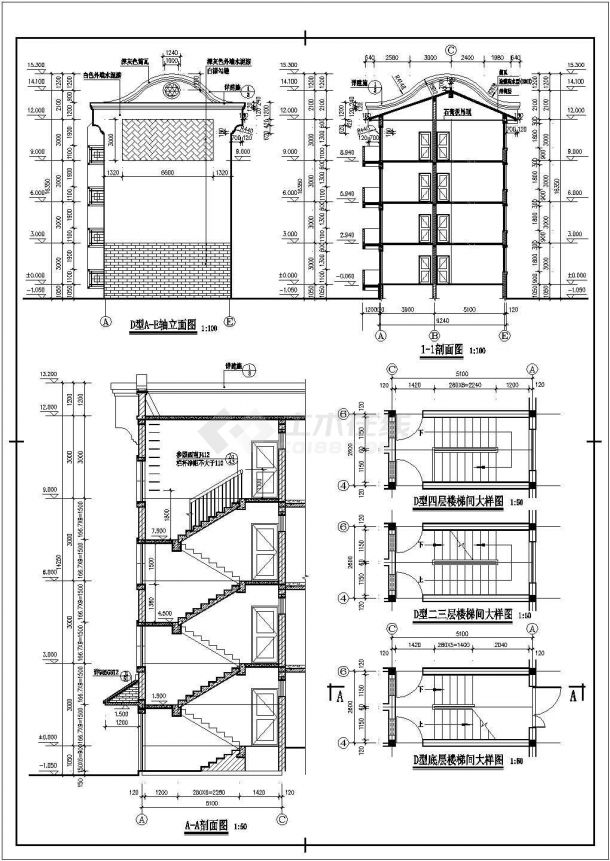 经典多层民房建筑CAD设计施工图纸（含多种方案设计）-图一