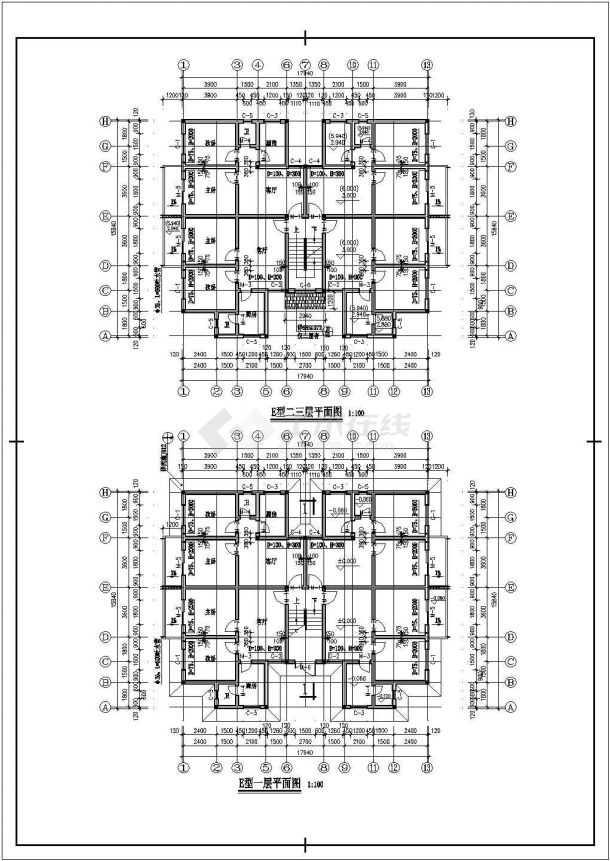 经典多层民房建筑CAD设计施工图纸（含多种方案设计）-图二
