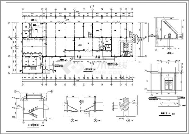 某六层框架结构民政局办公楼设计cad全套建筑施工图（含设计说明）-图二