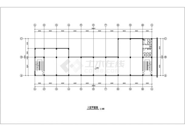 无锡市某沿街4200平米6层框架结构商业综合楼平立面设计CAD图纸-图二