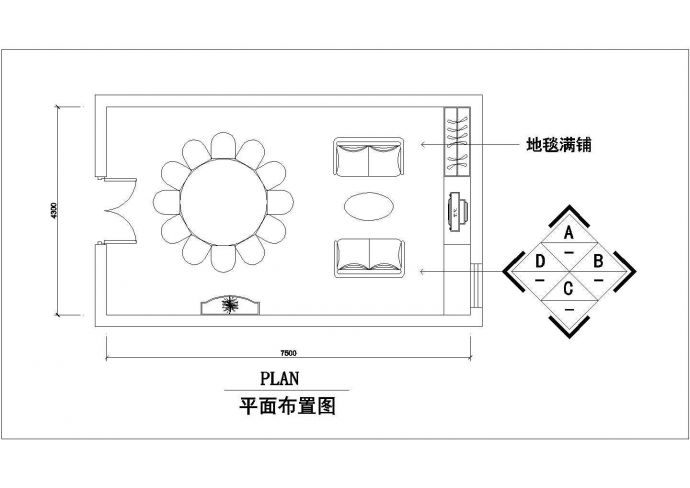 台州市某商务饭店60平米高档包厢平立面设计CAD图纸_图1
