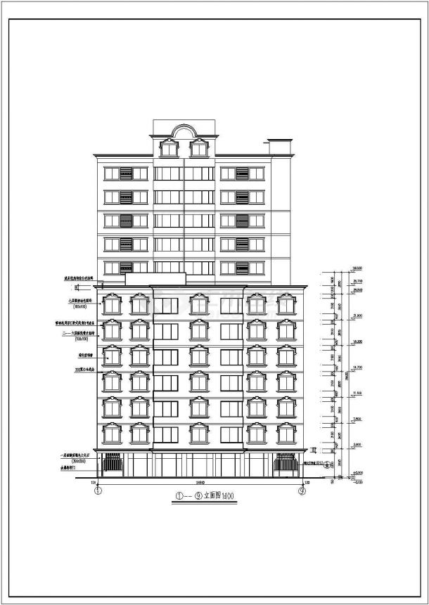 贵阳市某9000平米12层框架商务酒店建筑设计CAD图纸 （底层商铺）-图二