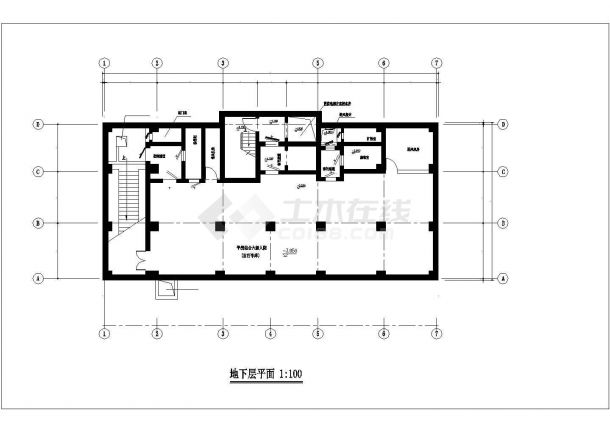 南京某商业大厦1200平米地下2层人防地下室平战时平面设计CAD图纸-图一