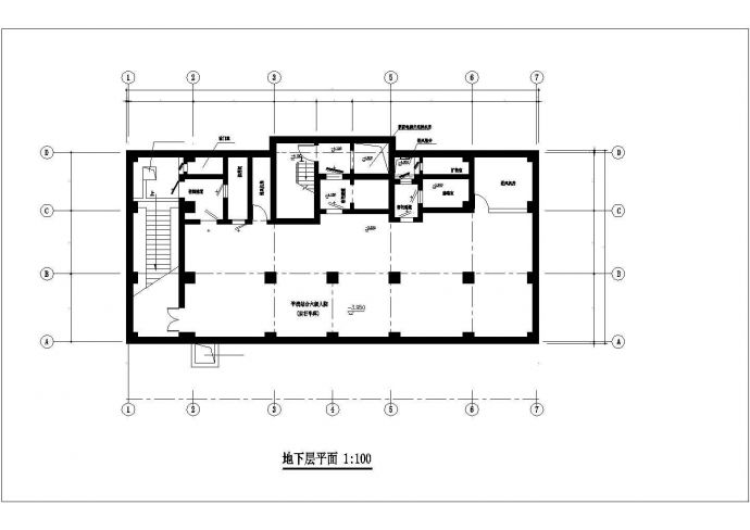 南京某商业大厦1200平米地下2层人防地下室平战时平面设计CAD图纸_图1