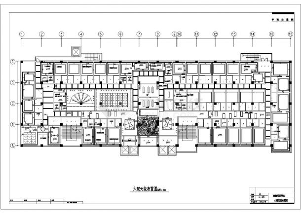 武汉市人民路某9500平米7层商务酒店全套装修施工设计CAD图纸-图一
