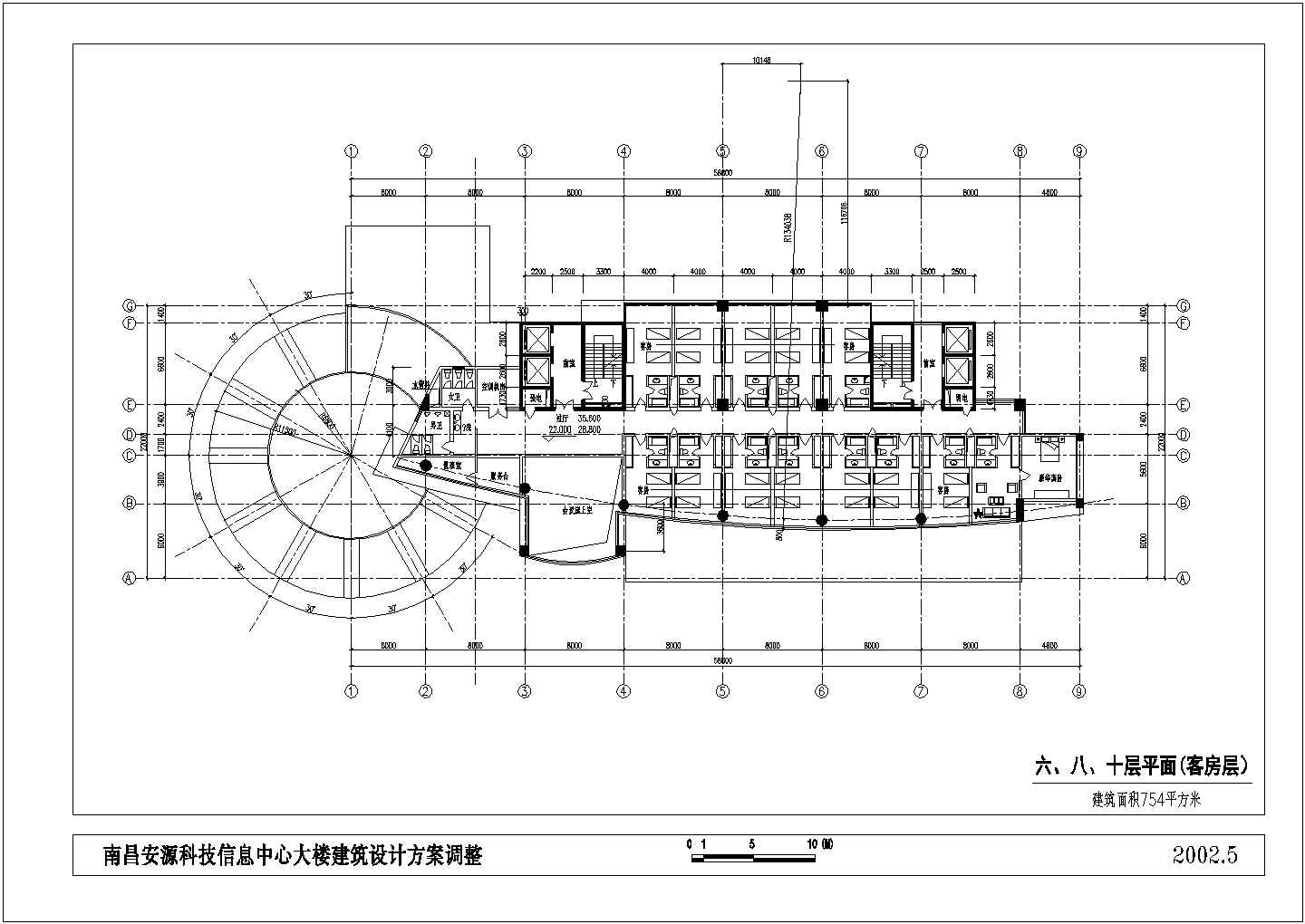 某剪力墙结构高层办公大楼建筑设计cad方案图（标注详细）