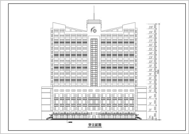 某框剪结构高层酒店设计cad建筑方案图 (标注详细)-图一