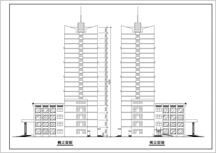 某高层框架结构酒店大楼设计cad建筑方案图纸（甲级院设计）_图1