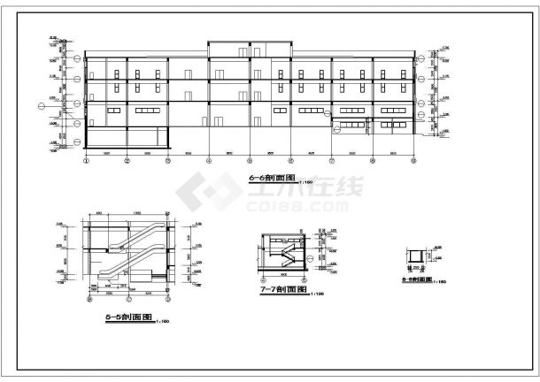 1万平米左右3层框架连锁超市建筑设计CAD图纸（含夹层和地下室）-图二