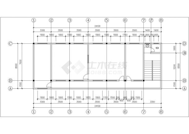 北京某消防中队800平米2层混合结构综合食堂平面设计CAD图纸-图二