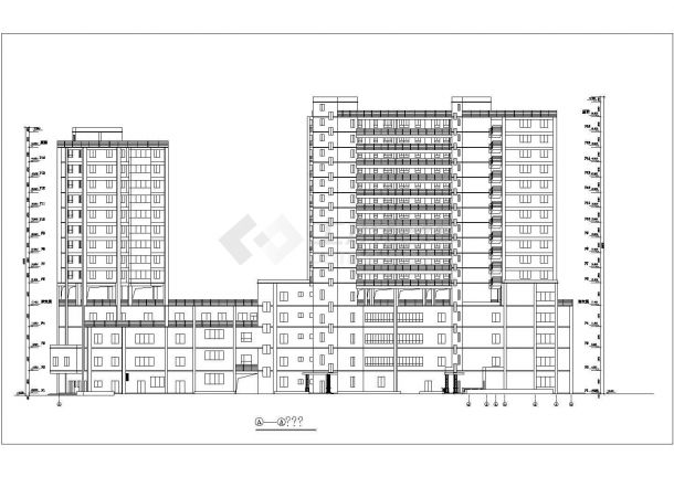 1.5万平米16层框混结构商住楼建筑设计CAD图纸（1-4层商用）-图一