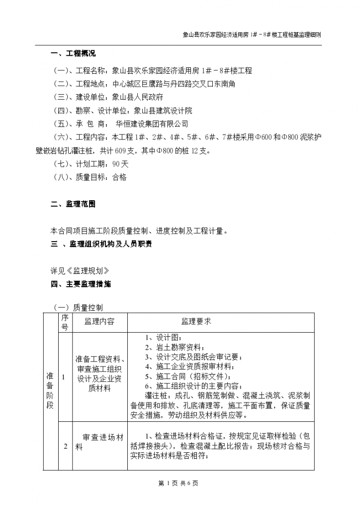 象山县欢乐家园经济适用房工程桩基监理细则-图二