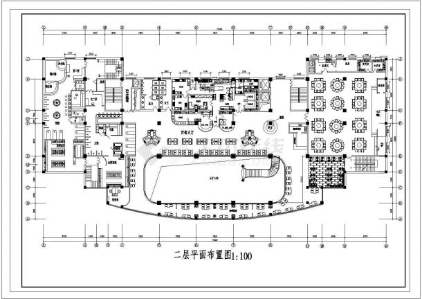镇江市某星级酒店1200平米3层服务大堂平面布置设计CAD图纸-图二