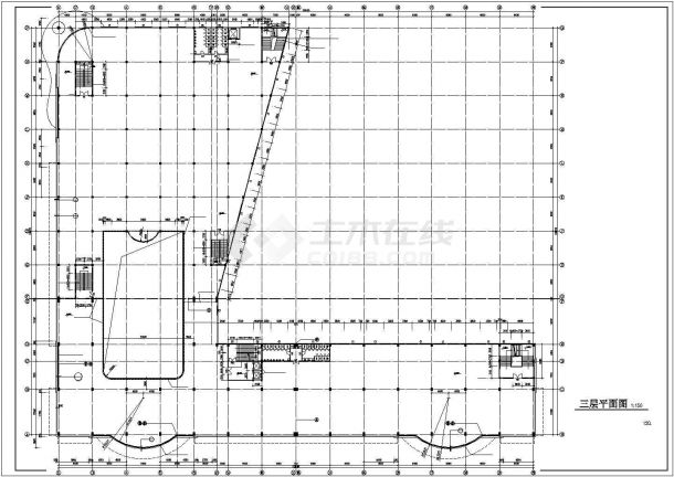 衢州市某商业街2900平米3层框架结构超级市场建筑设计CAD图纸-图二