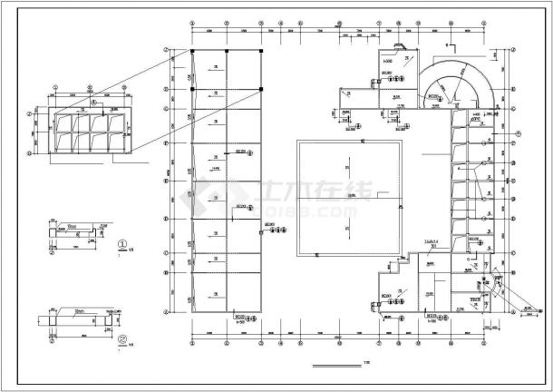 西安市某沿街2900平米4层框架结构文化商场建筑设计CAD图纸-图一