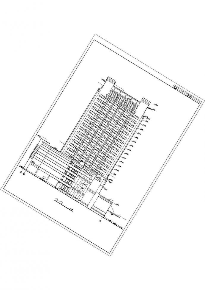 锦州市某商业街1.4万平米21层框架结构商务酒店建筑设计CAD图纸_图1
